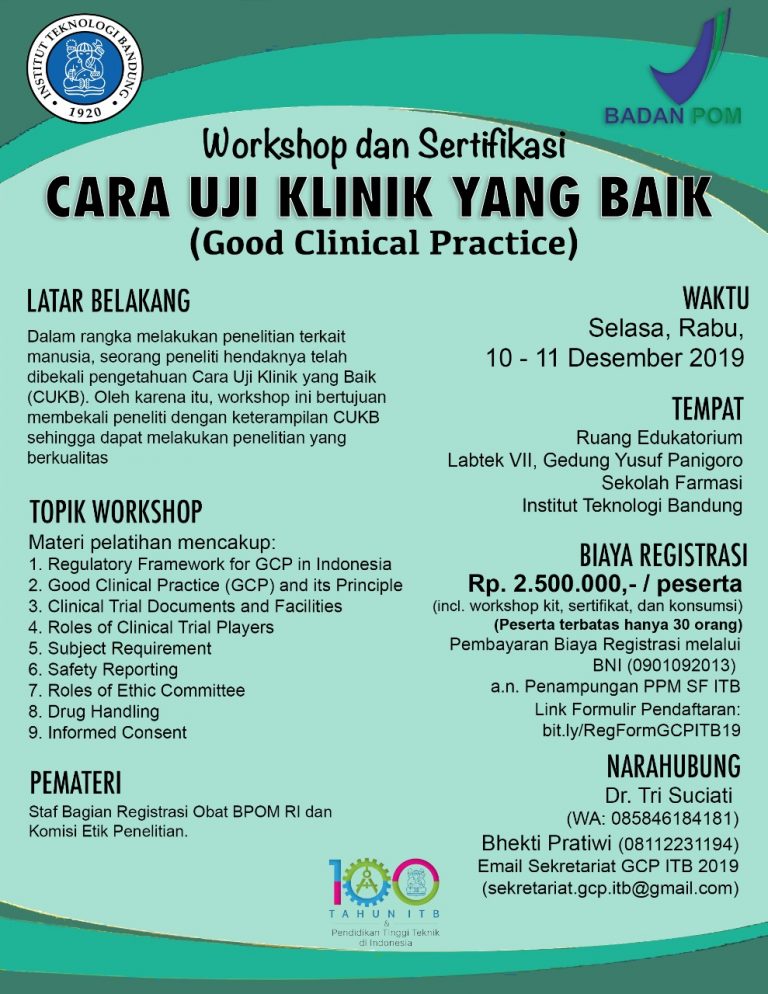 Workshop Good Clinical Practice - Sekolah Farmasi