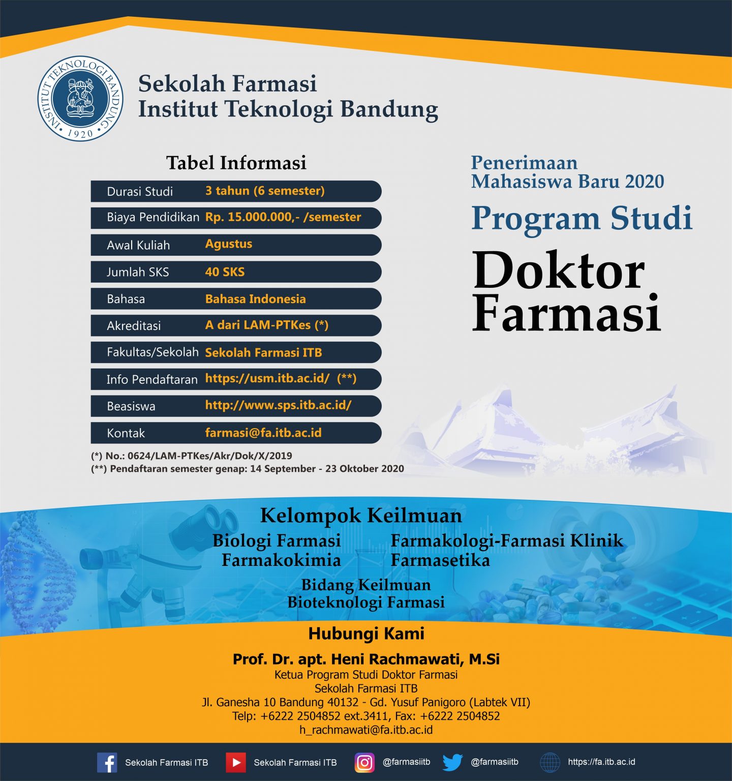 Penerimaan Mahasiswa Baru 2020 Program Studi Doktor Farmasi – Sekolah ...